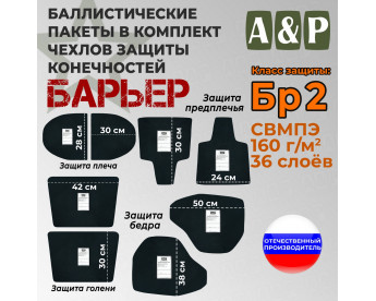Баллистические пакеты в комплект чехлов защиты конечностей "Барьер". Класс защитной структуры Бр 2.
