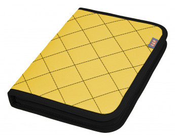 Папка для сервисной книжки и автодокументов "Практик". Формат А5. Цвет: желтый с черной прострочкой "Ромб".